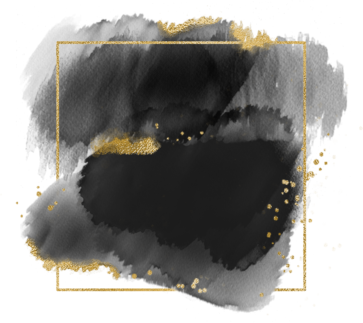 gold frame with black watercolor background