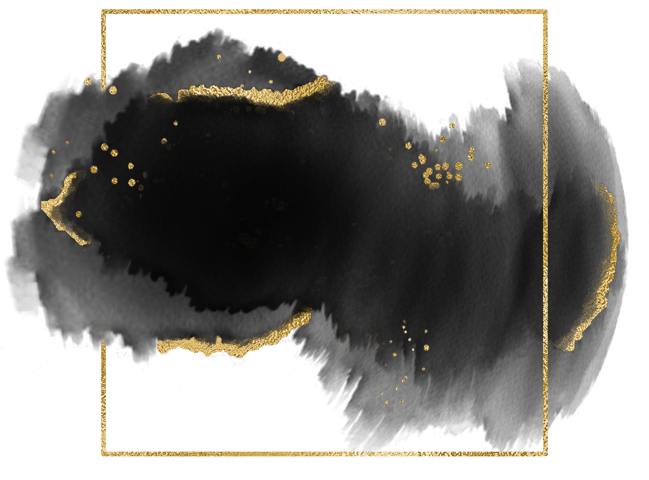 gold frame with black watercolor background